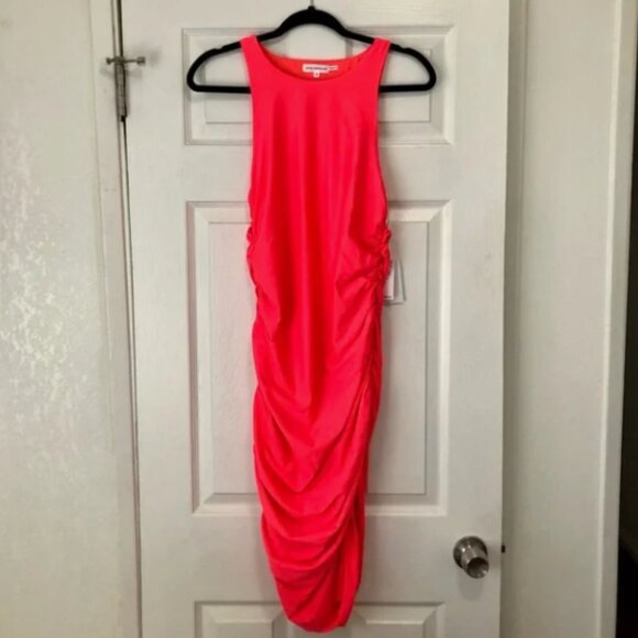 Good American Satin Body-Con Minidress Fiery Neon Coral (orange red) SZ 2X NWT - Picture 11 of 13
